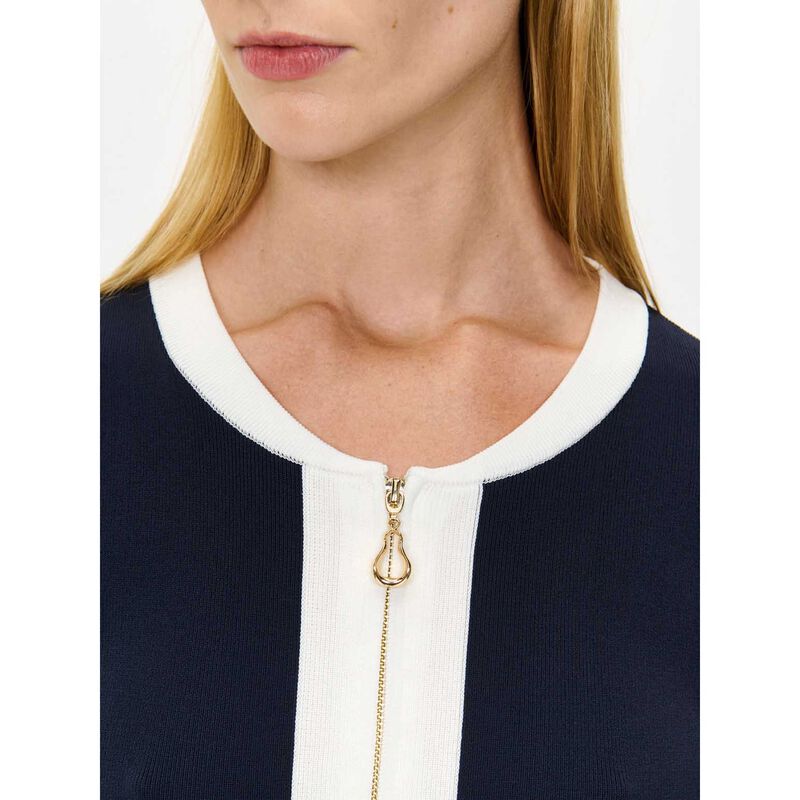 Veronika Maine Contrast Trim Pleated Knit Dress image number 2